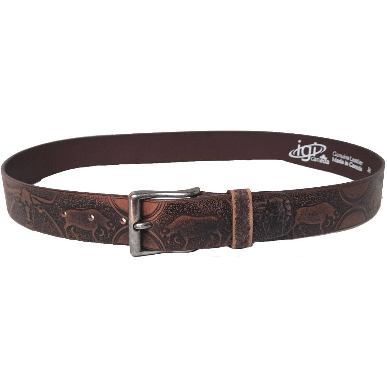 GENUINE LEATHER 40MM BULL HORN EMBOSSED BELT #1040