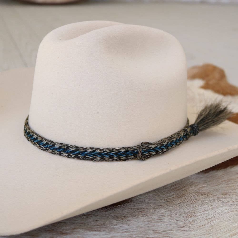 Willow Lane Hat Co. - Horsehair Braided Blue Single Tassel Hat Band - Caleb