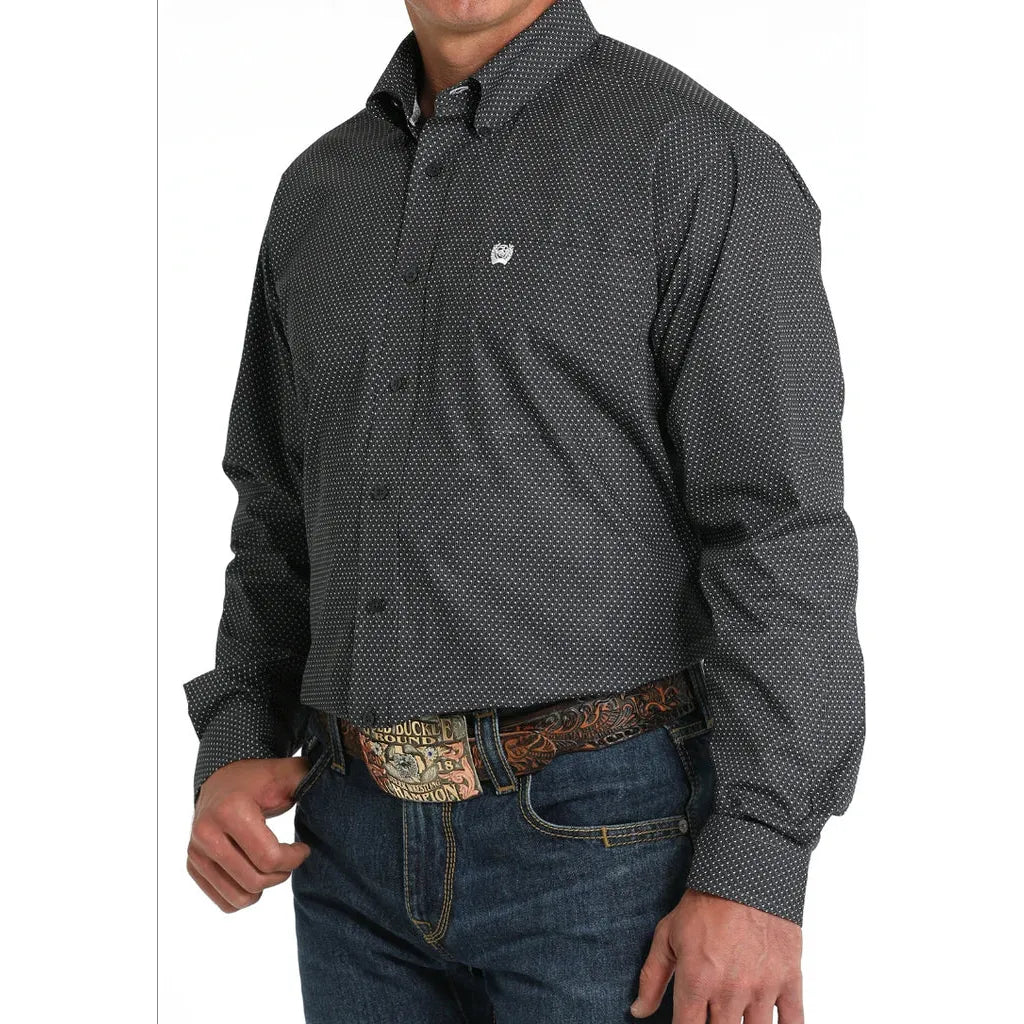 Cinch Men’s Button Up Charcoal Dotted Shirt