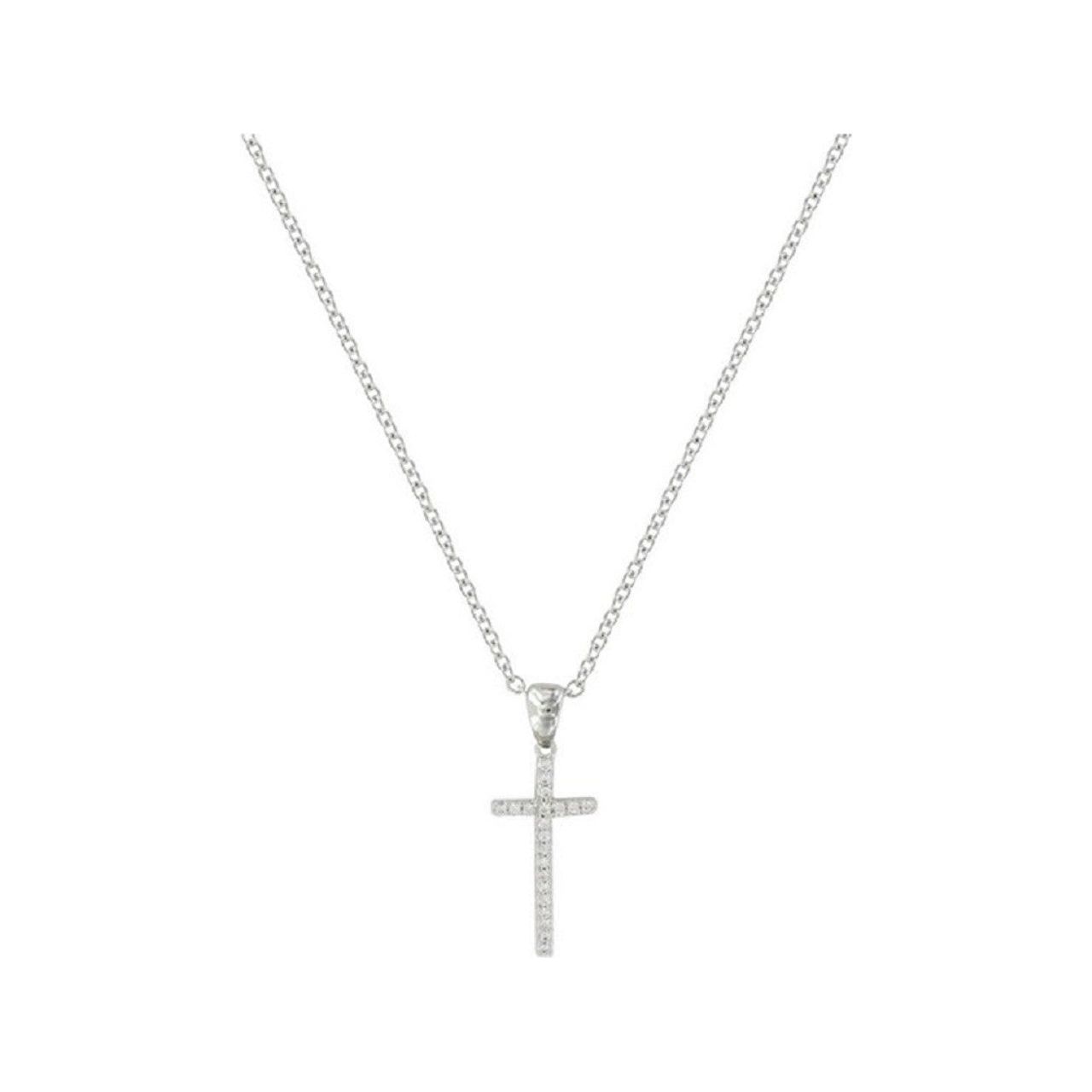 Elongated CZ Cross Necklace