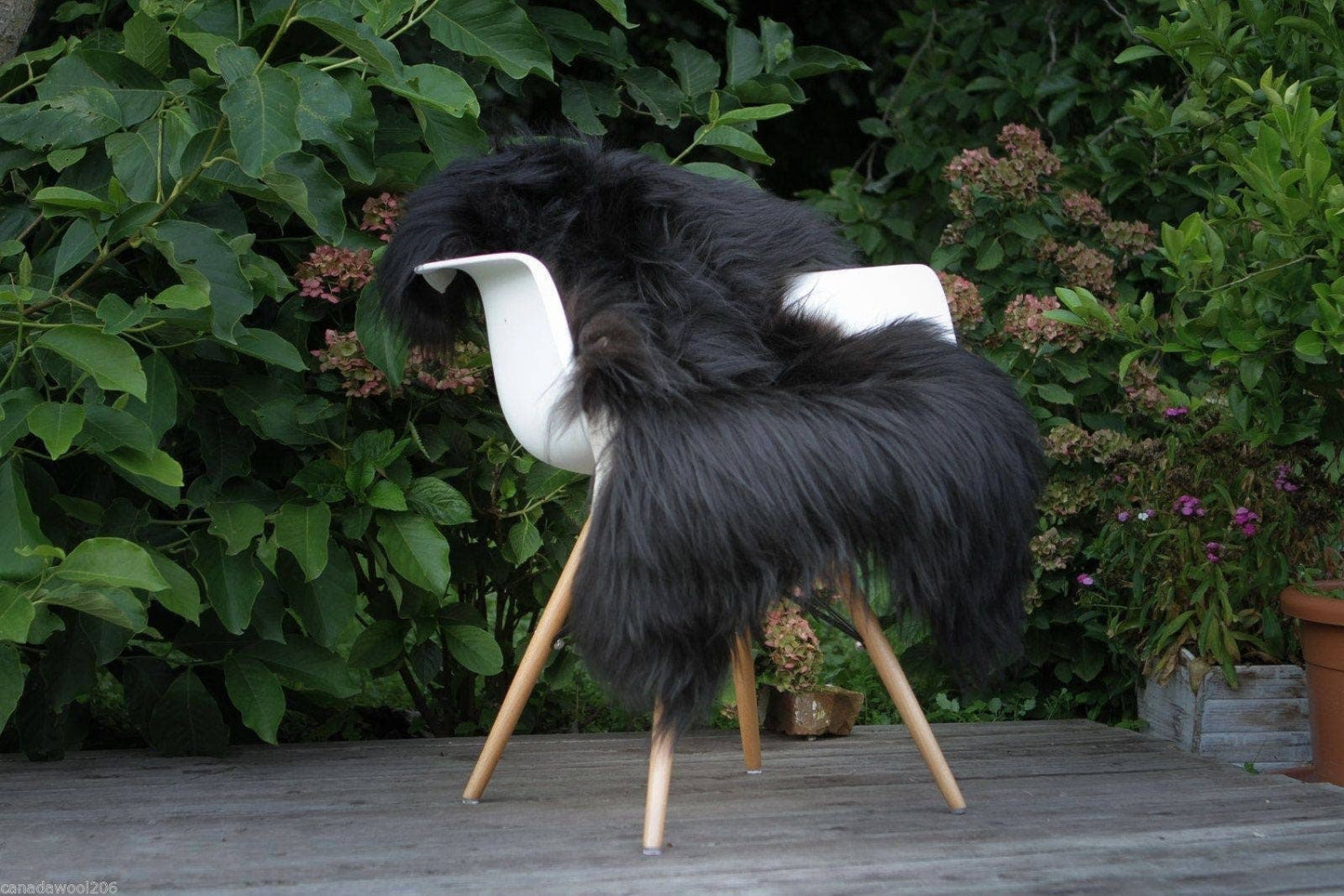Genuine Icelandic Black Sheepskin Rug with Long Soft Wool