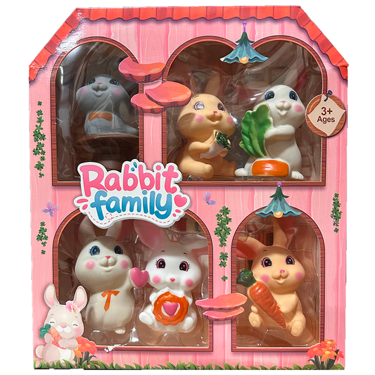 Texas Toy Distribution - Rabbit Family Rubber Figurine Set in Window Box