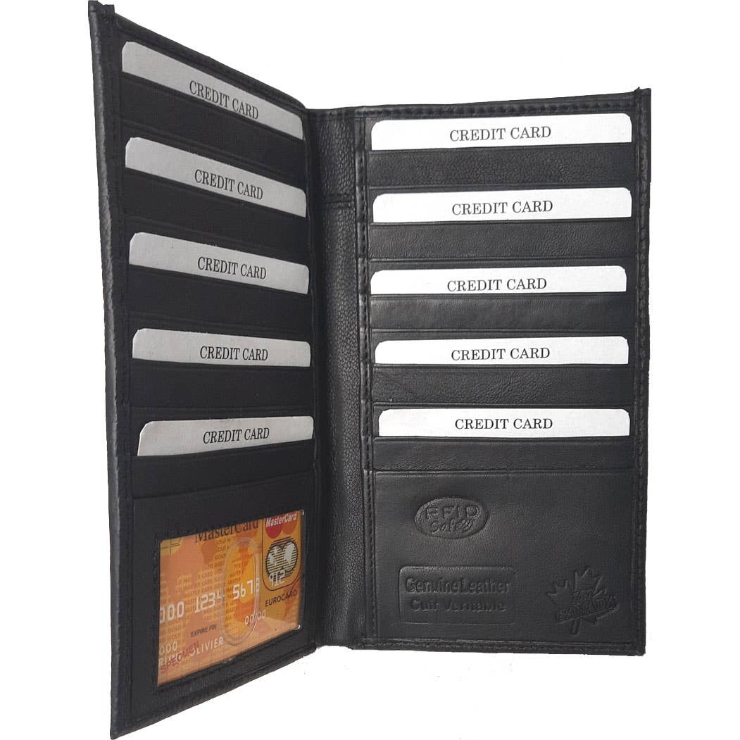 Genuine Leather Coat/Breast Wallet RFID Black, Brown 4506