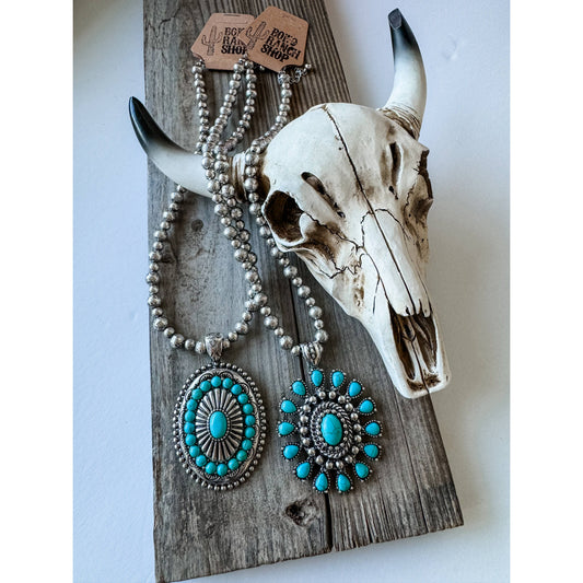 Western Pendant Navajo Style Necklace - turquoise