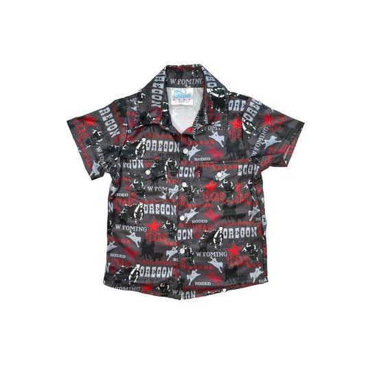YOUTH Rodeo Road Black SS Pearl Snap Shirt
