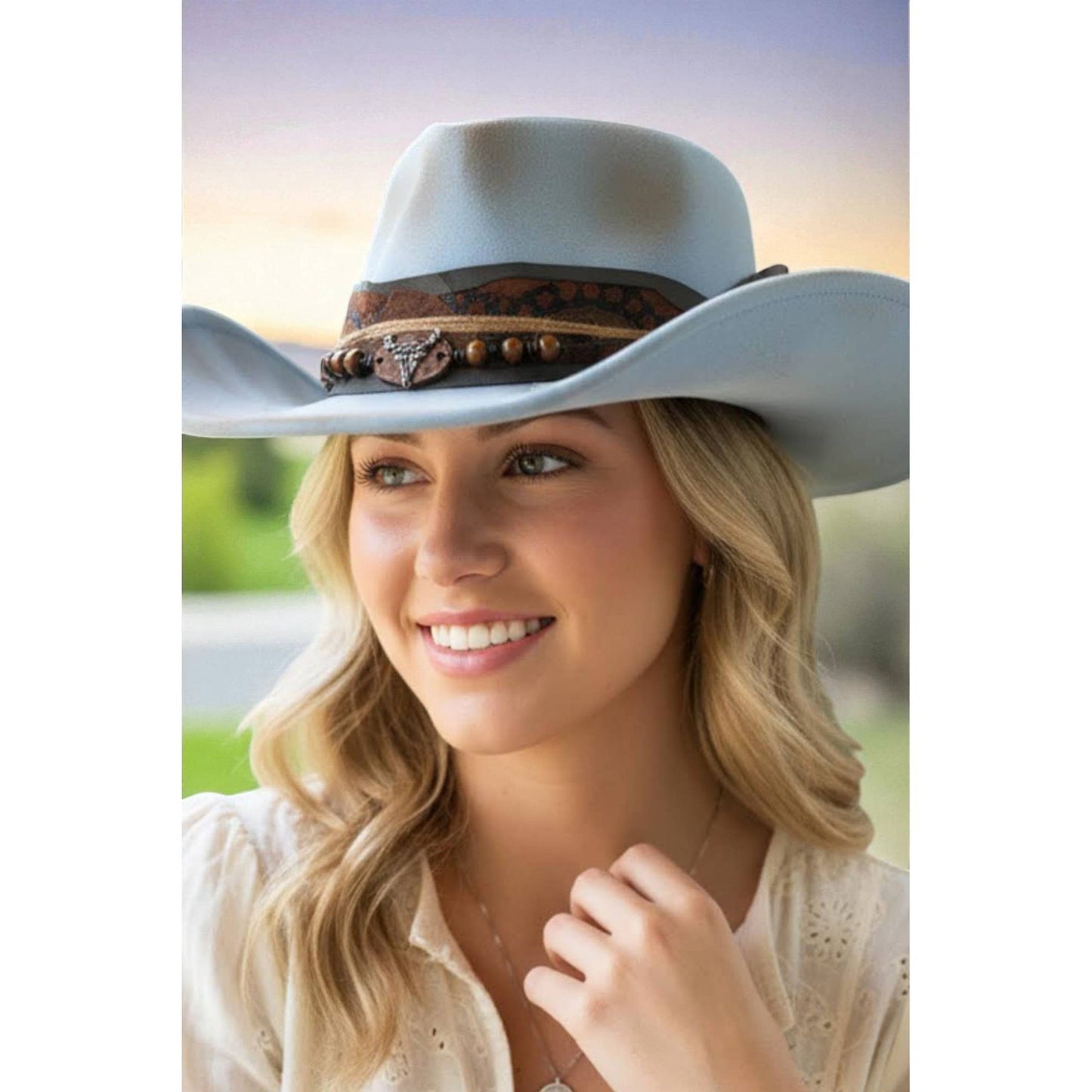 Distress Powder Blue Vintage Shapable Fedora Cowboy Hat MH0269