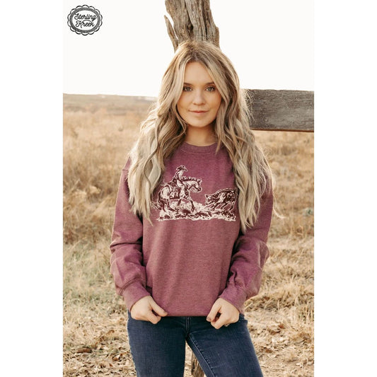 Sterling Kreek Wine Coloured Sweatshirt Cowboy Cutter