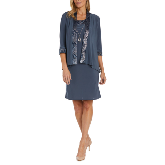 RM Richards 2-Piece Contrast Metallic Jacket Dress