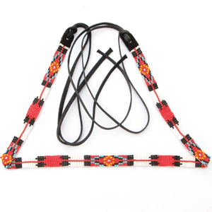 Red Black Blue Beaded Medicine man's Beadwork Cowboy Hatband Belt