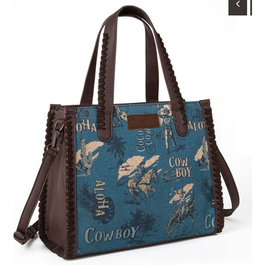 Wrangler Vintage Retro Cowboy Cool Print Satchel/Crossbody WG60-8317