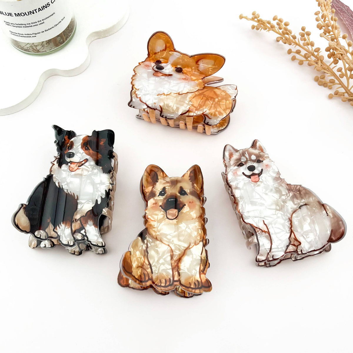 Cartoon Dog Printed Hair Claw, Puppy Lover Hair Clip