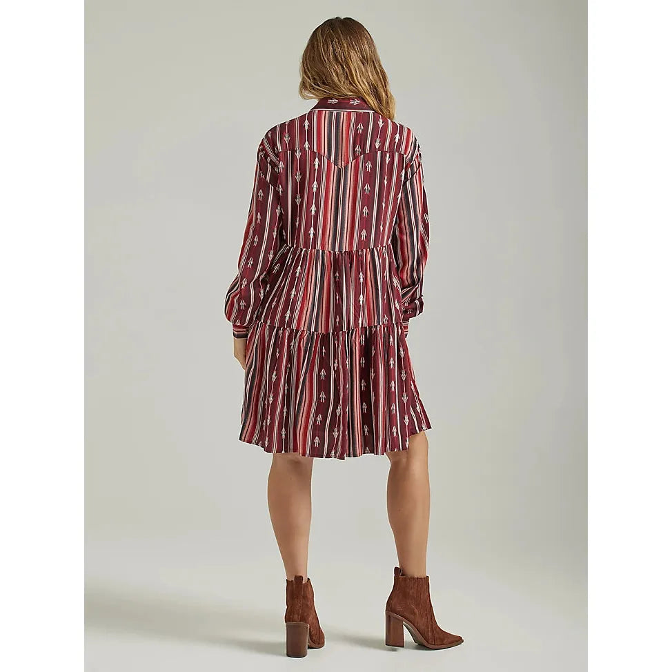 Ladies Wrangler Striped Long Sleeve Dress