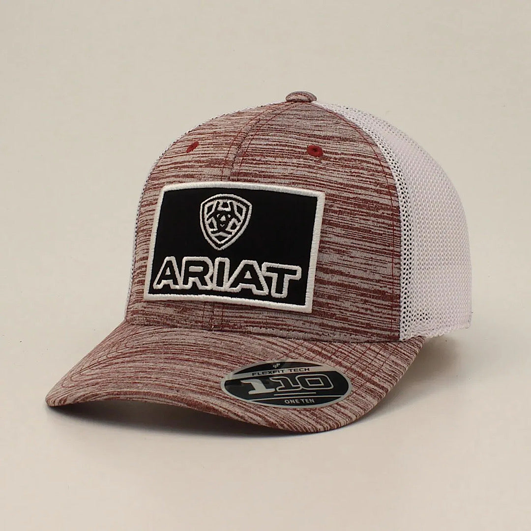 Ariat - Burgandy & White With Ariat Black Logo Patch Snap Back Men’s Ball Cap A300056009