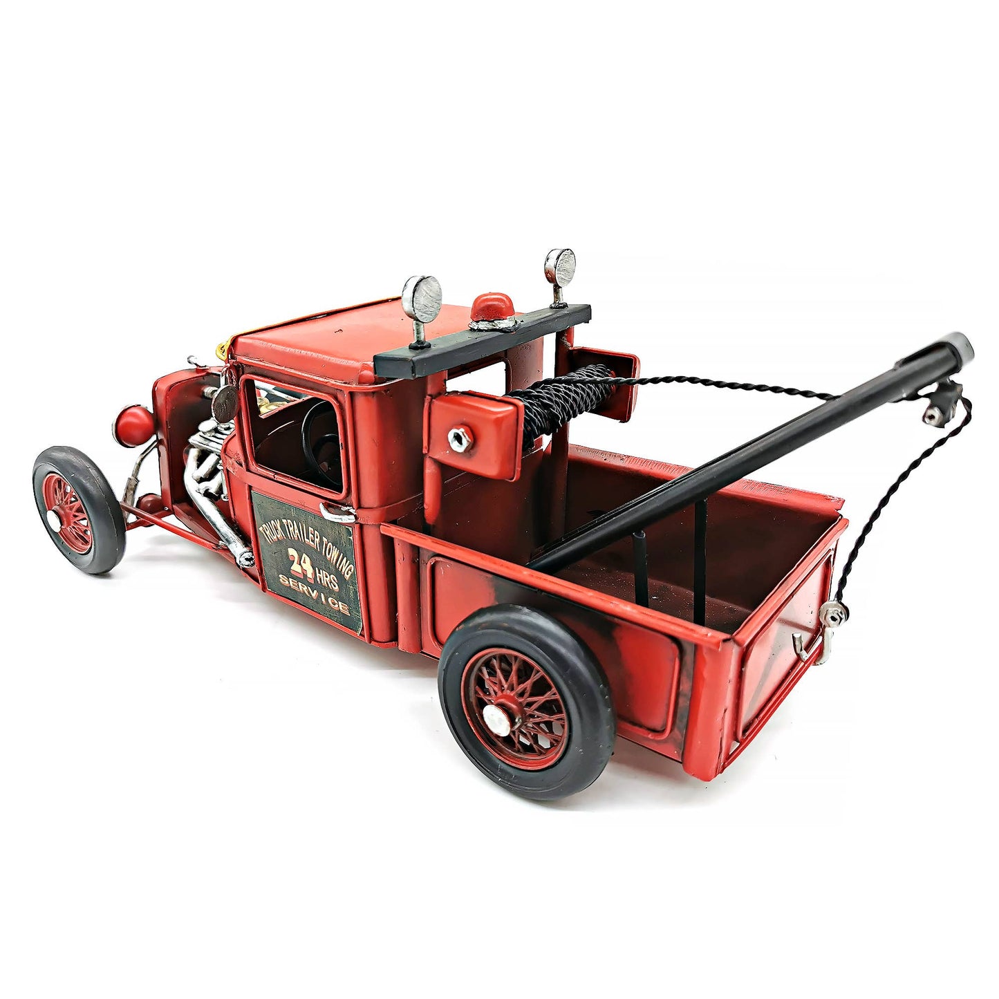 Vintage Red Metal Tow Truck