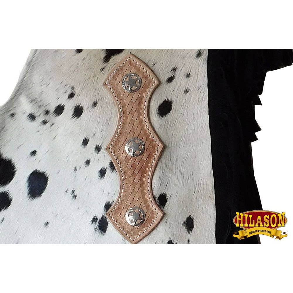 HILASON Western Pro Rodeo Bronc Bull Riding Leather Chinks | Handmade Chaps for Adults Hand Tooled Adult