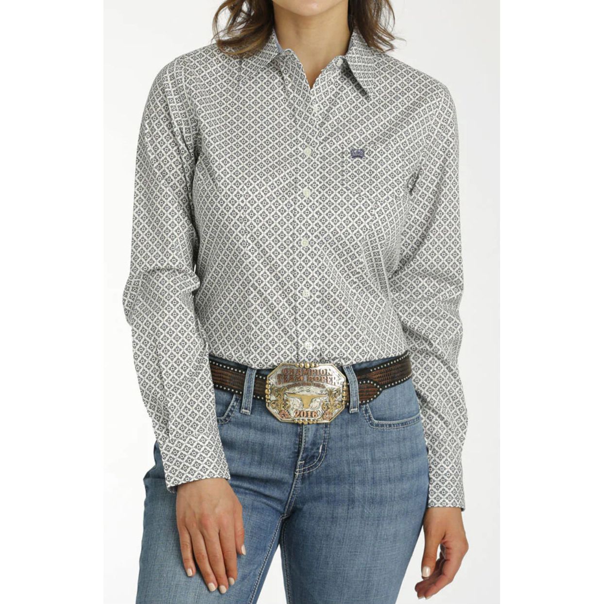 Cinch Women's Long Sleeve Western Button Shirt - Cream Print