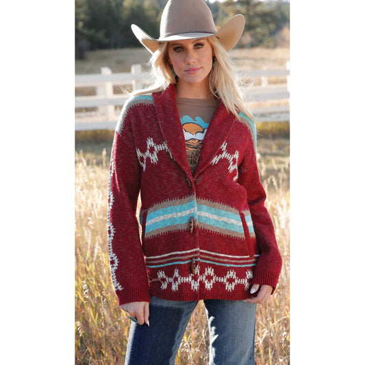 Cruel Denim Red Aztec Cardigan Women’s