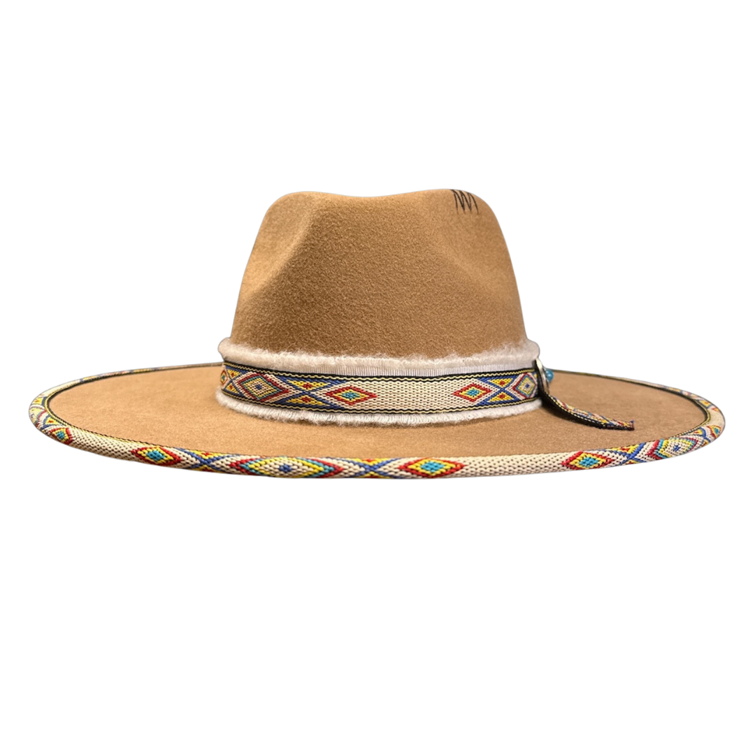 New 100% Wool Flat Brim Felt Fedora - Style Lakota