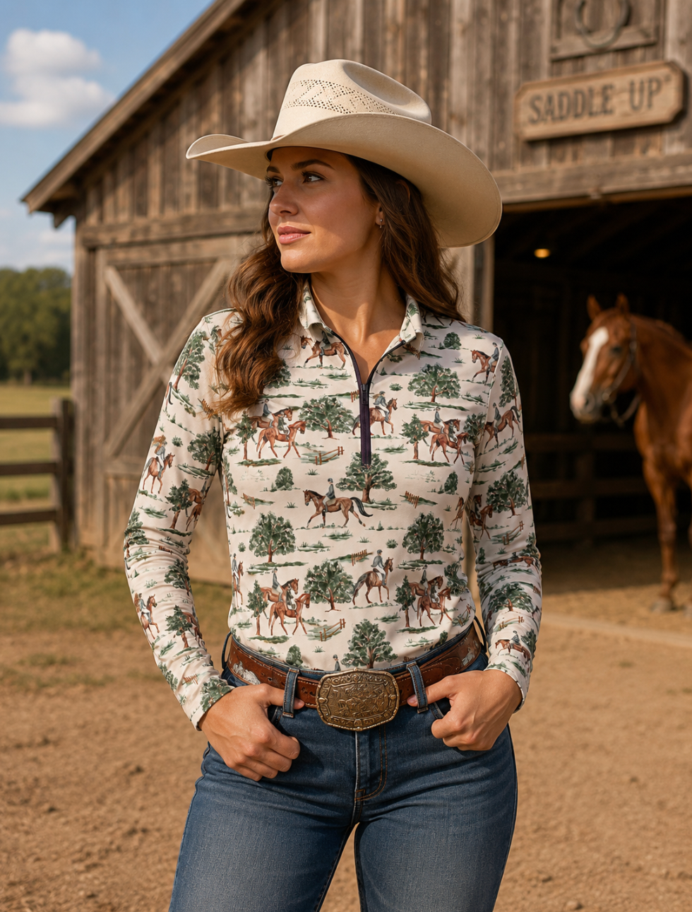 Countryside Canter Quarter Zip Long Sleeve Sun Shirt