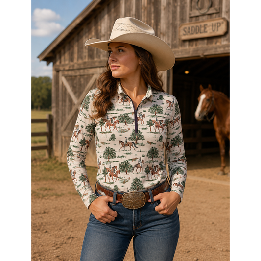 Countryside Canter Quarter Zip Long Sleeve Sun Shirt