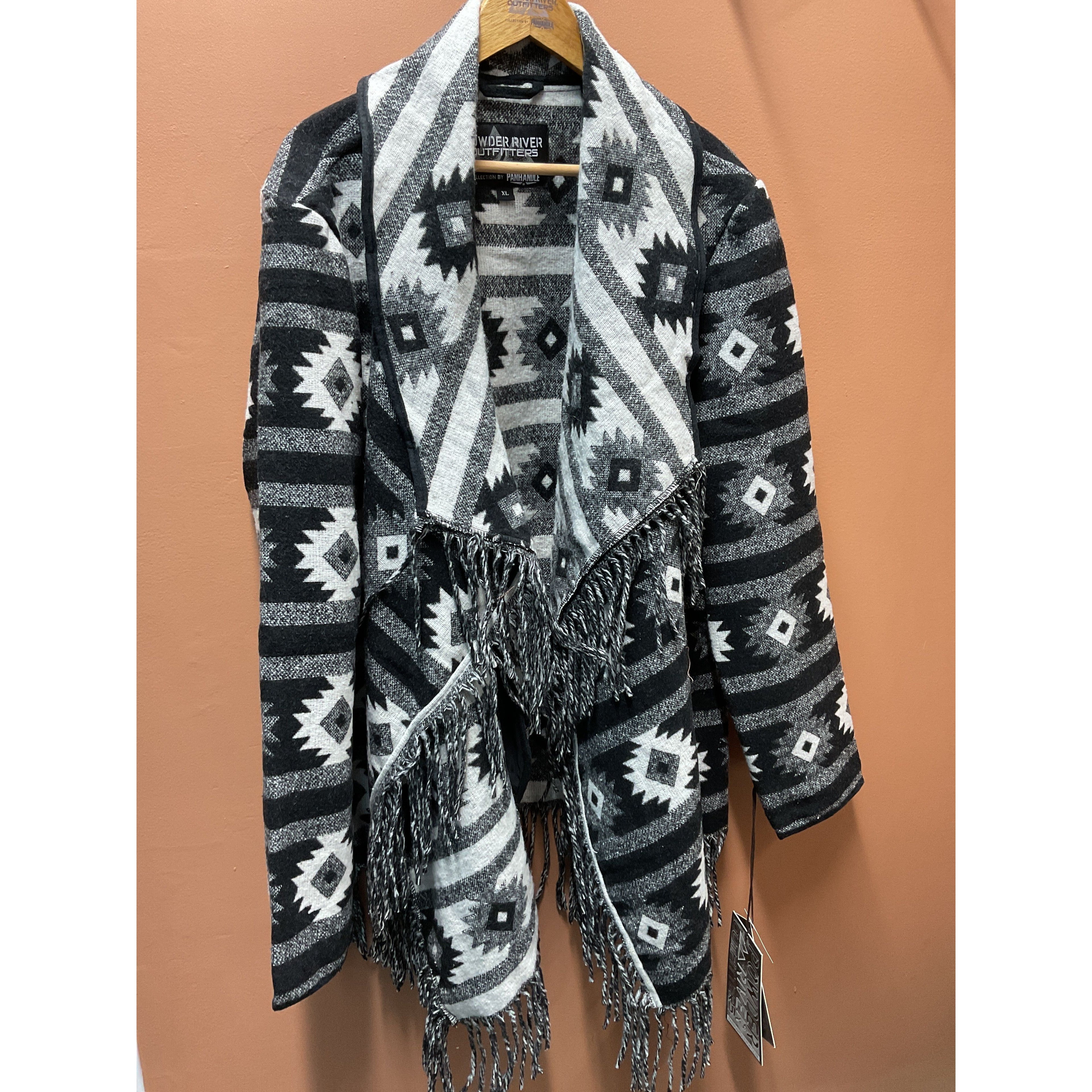 Powder River Ladies Aztec Black Jacquard Fringe Jacket 
52-7852