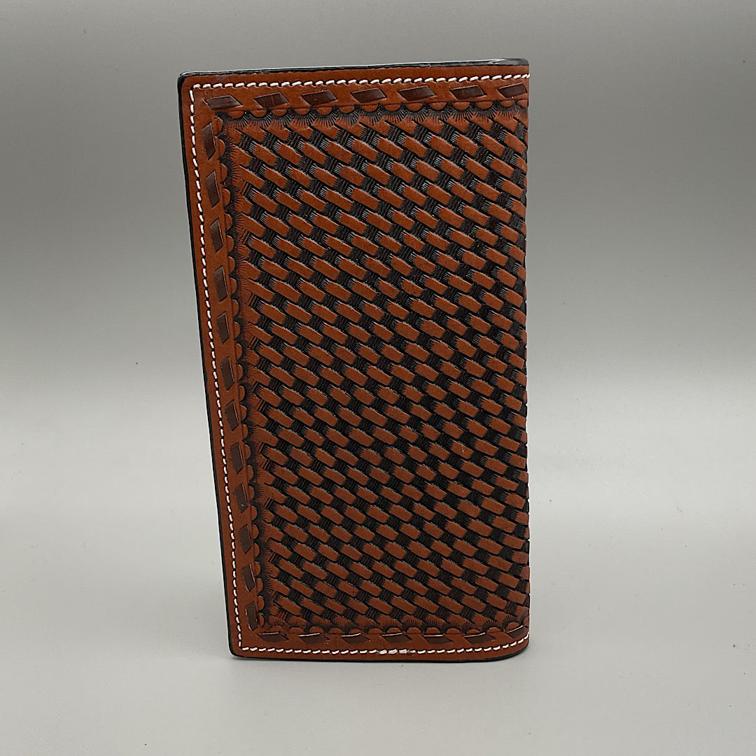 Twisted X - Chestnut Stamped Leather Men’s Checkbook Cover/Rodeo Wallet XWC3-3