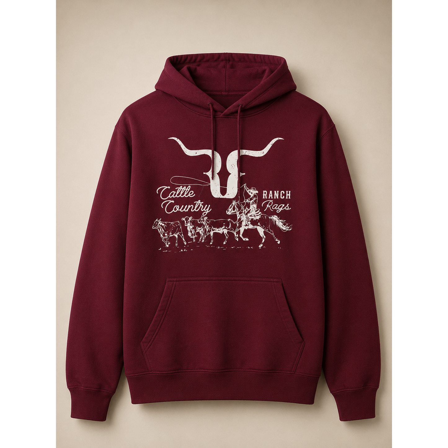 RanchRag's Longhorn Cattle Country Hoodie