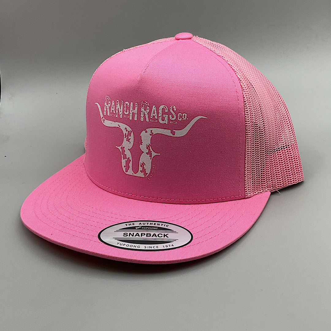 Ranch Rags - Pink With Logo & Ranch Rags Co. Snap Back Ladies Ball Cap