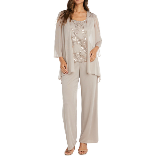 RM Richards 3-Piece Embroidered Sequin Pants Set