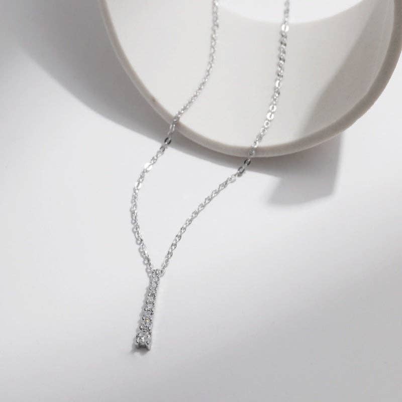 Moissanite Graduated Bar Necklace in 925 Sterling Silver