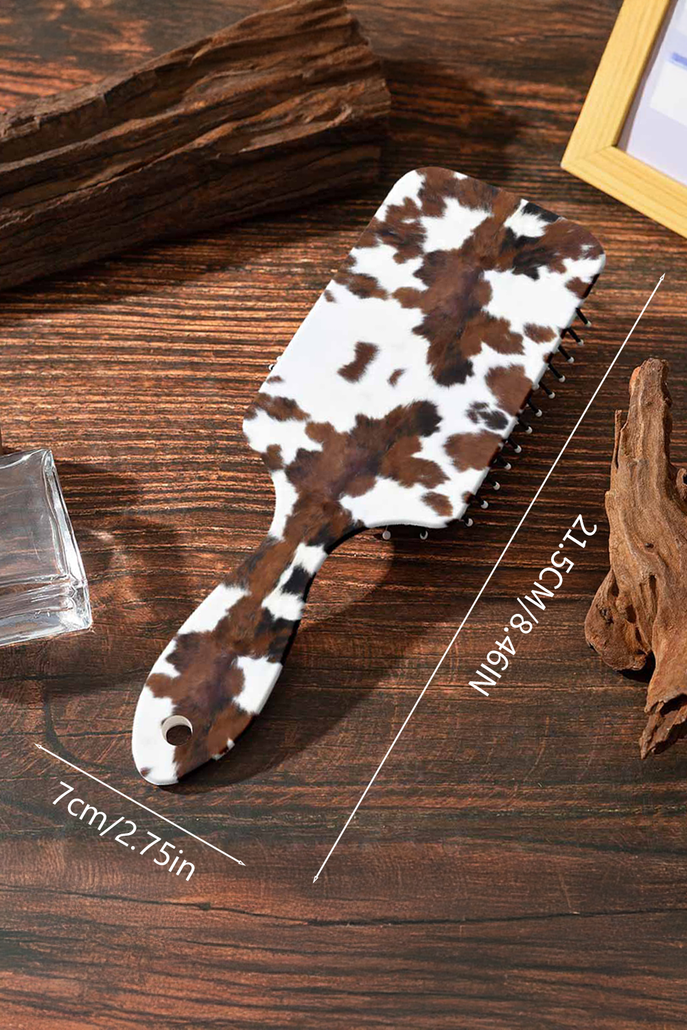 Chestnut Cow Print Long Handle Air Cushion Comb