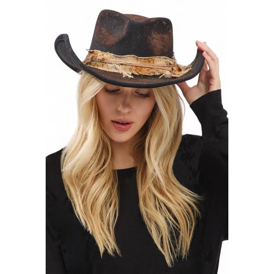 Distress Vintage Shapable Fedora Cowboy Hat MH0238