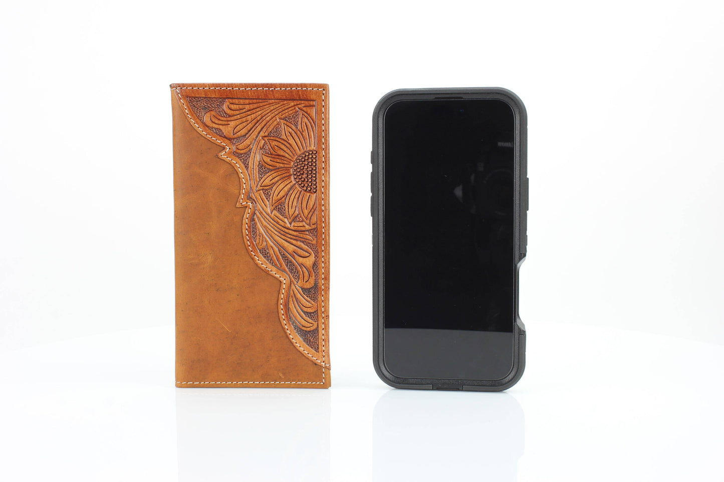 Oil Pull Up Tooled Leather Accent Rodeo Wallet ABW027