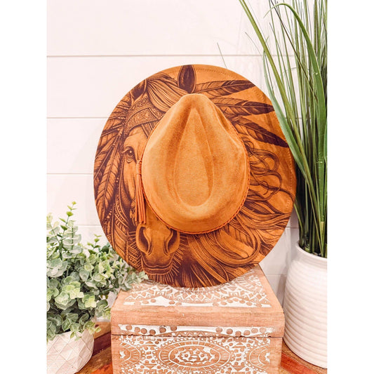 Engraved Feather Horse Hat
