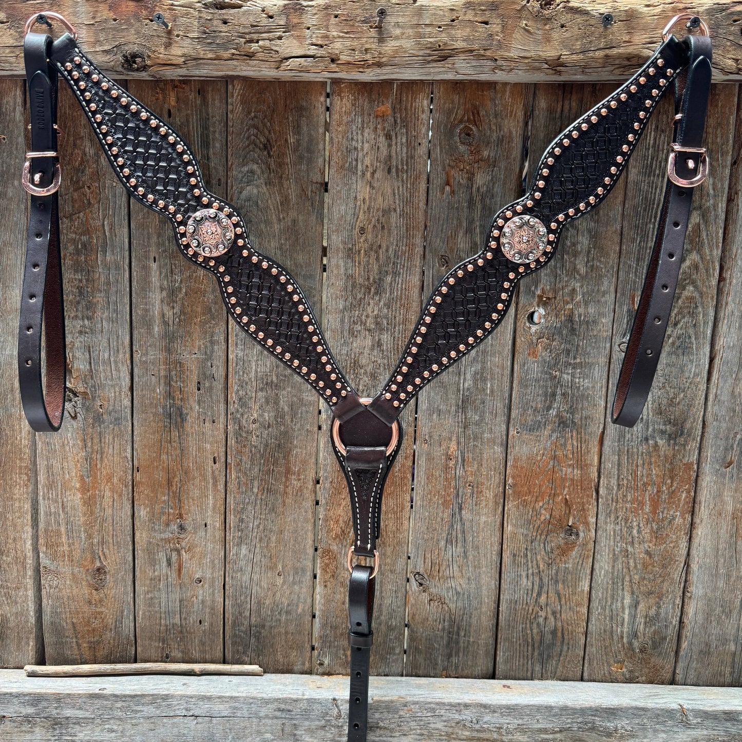 Rodeo Drive - Copper Dot Honeycomb Western Browband / One Ear Tack Set #BBBC418