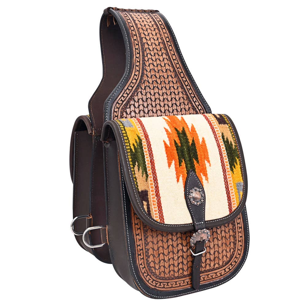 Hilason Floral  Western Horse Leather Saddle Bag Heavyduty Traditional Trail Ride