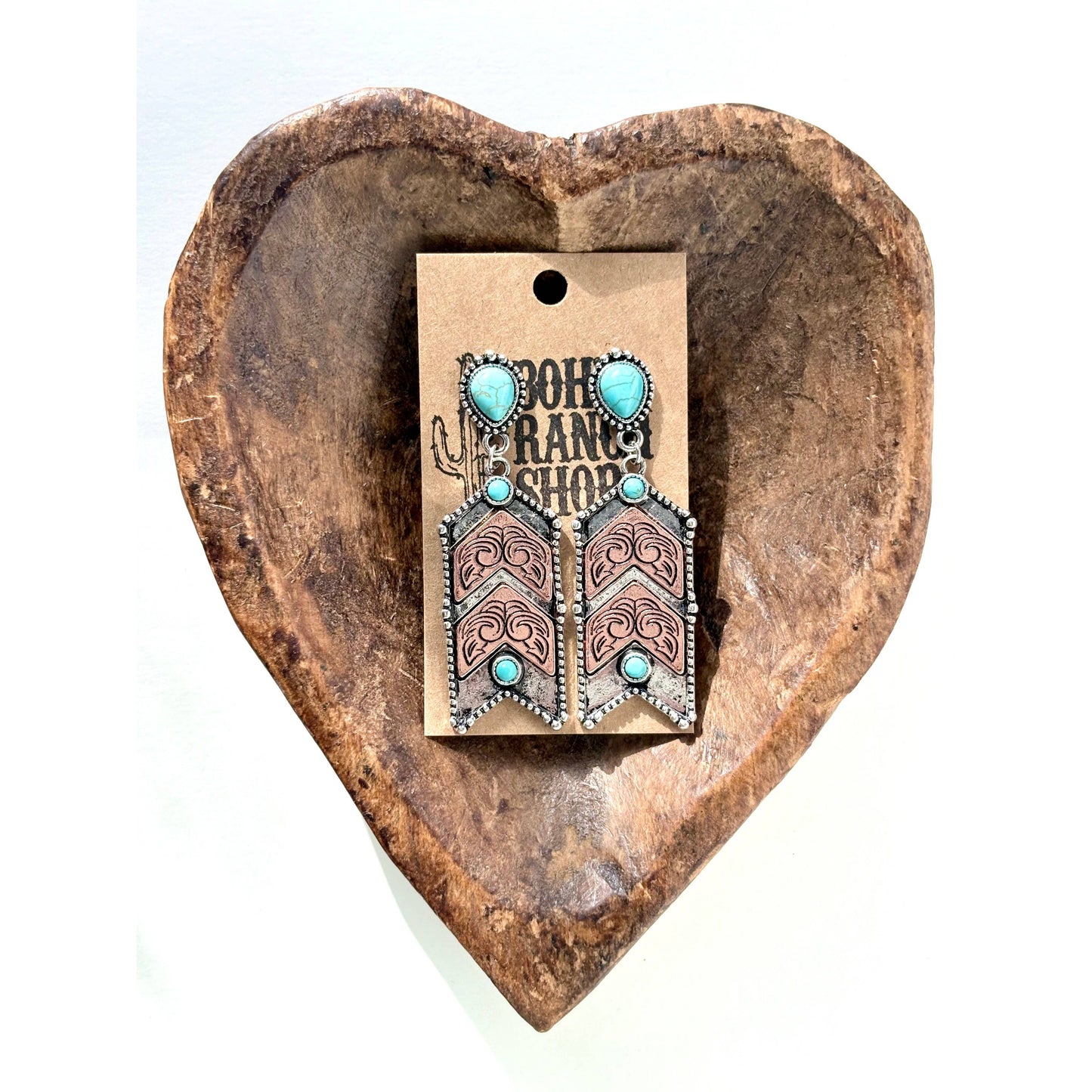 Western Style Turquoise Stone Chevron Dangle Earrings