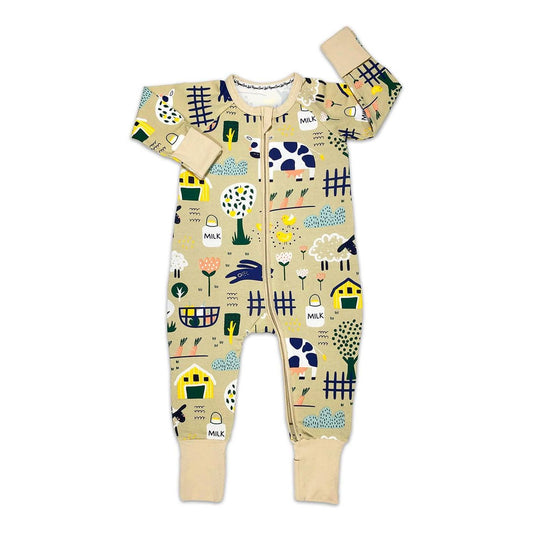 Good Luck Sock - Farm Animals, Yellow Baby Pajamas
