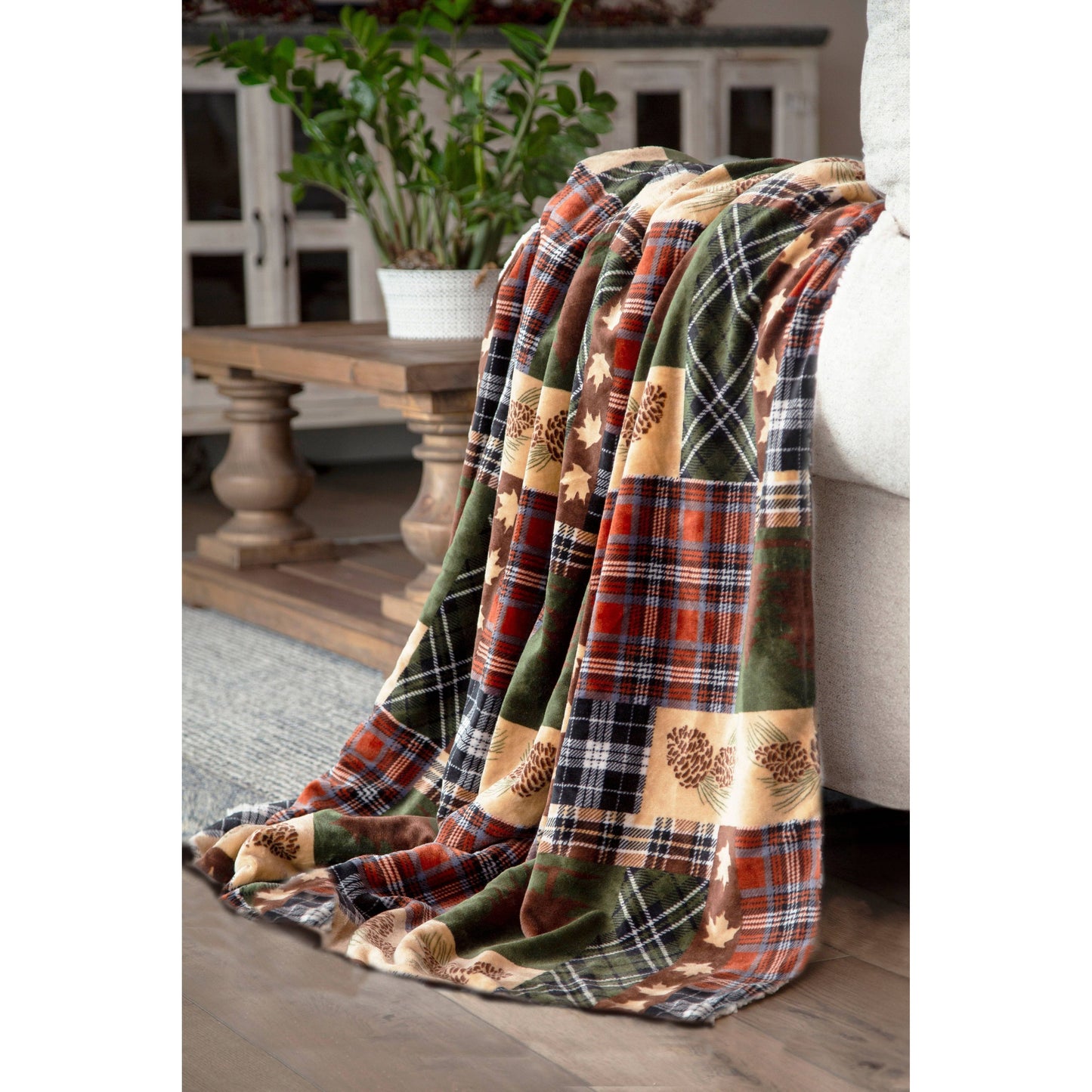 Rustic Plaid Heavy Plush Throw
