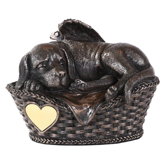 Resting Dog Urn with Engravable Plaque