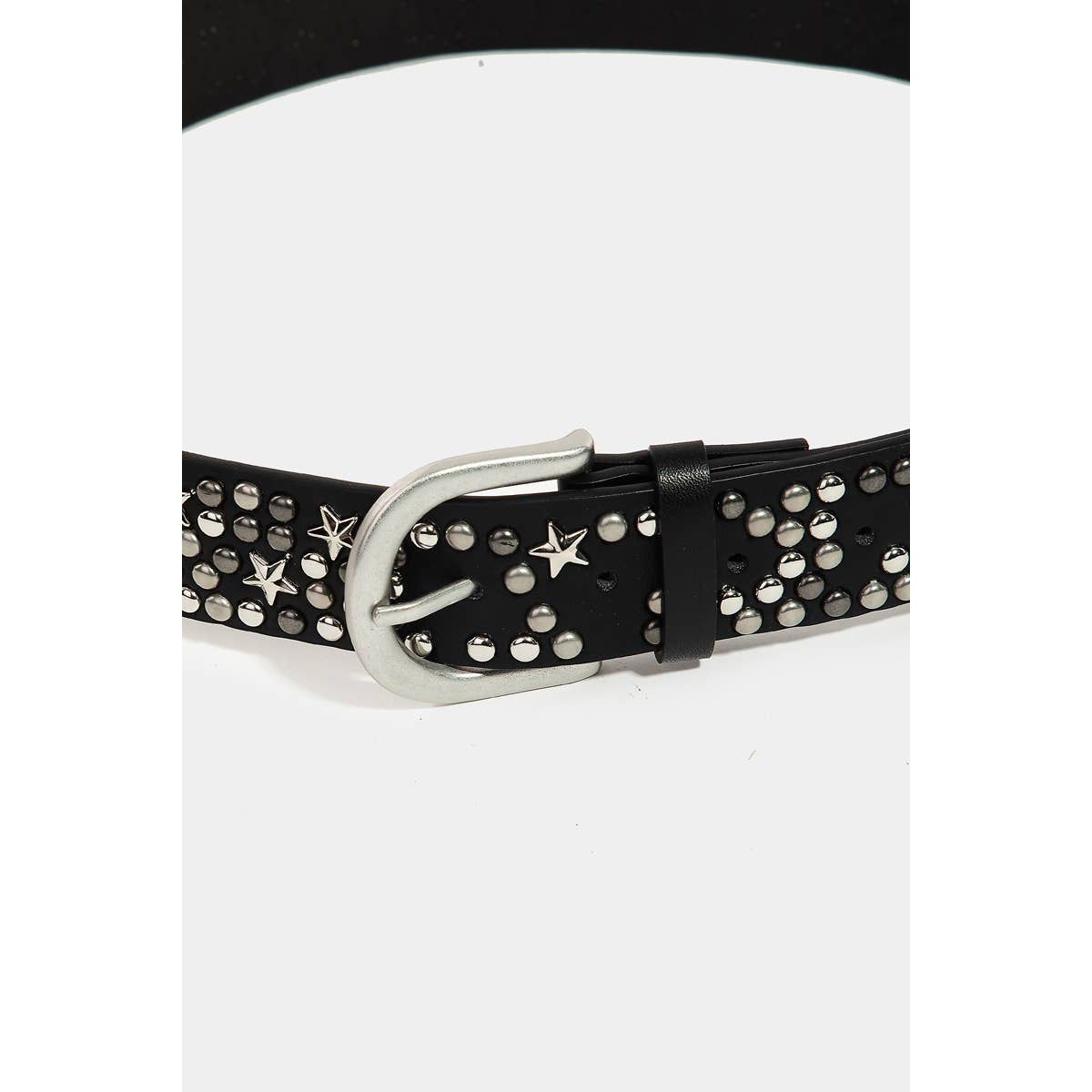 Metallic Stars And Stud Vegan Leather Belt