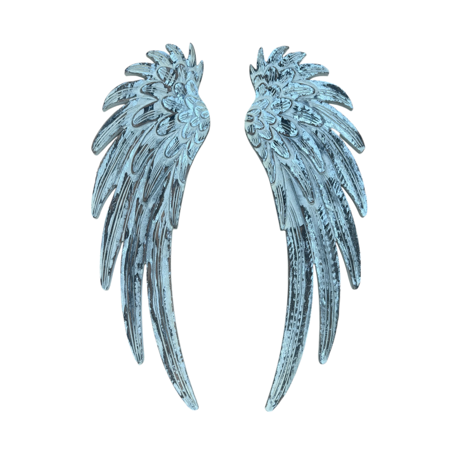 Raphael Angel Wings-Distressed White Carved Wood Wall Decor