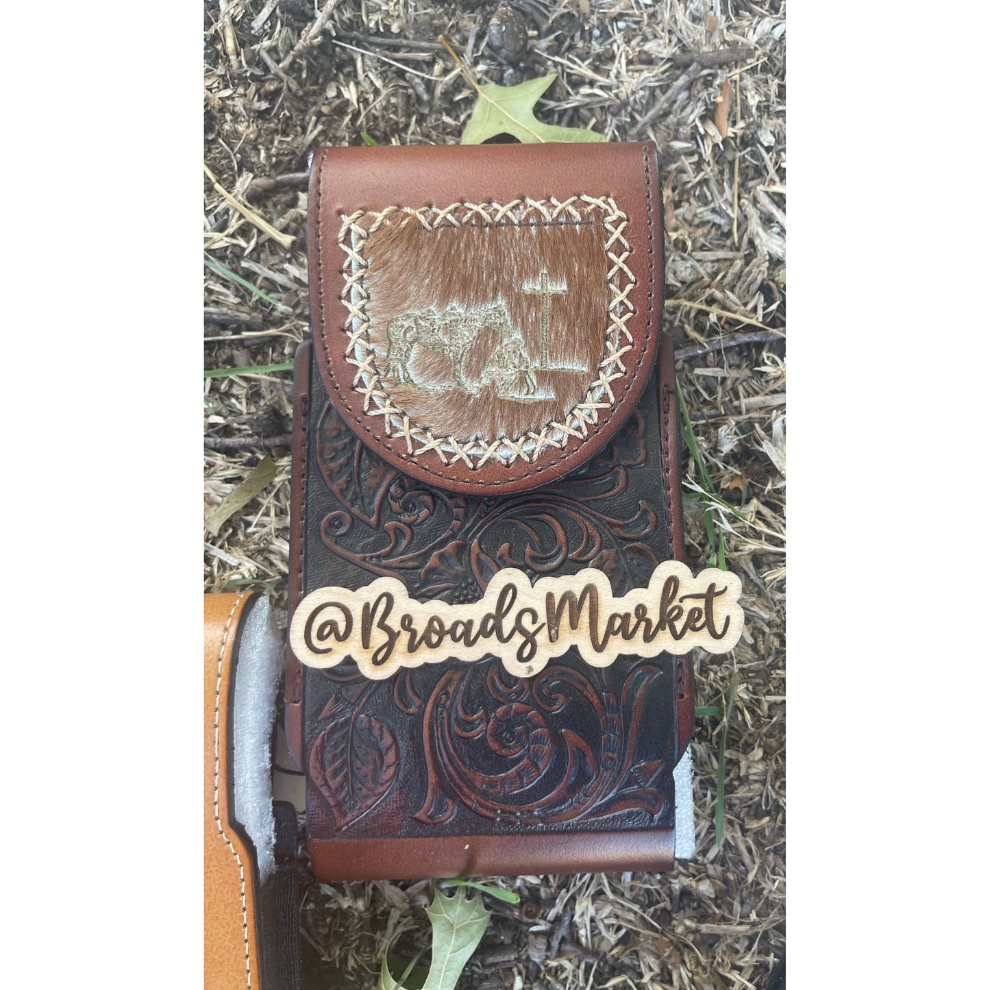 Tooled Leather Belt Phone Holders