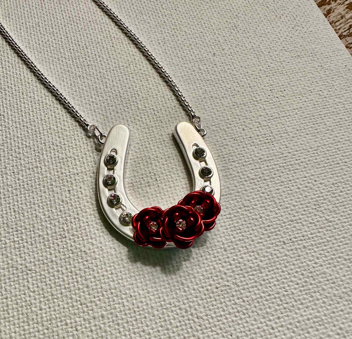 Horseshoe with Roses/Horse Lovers Necklace