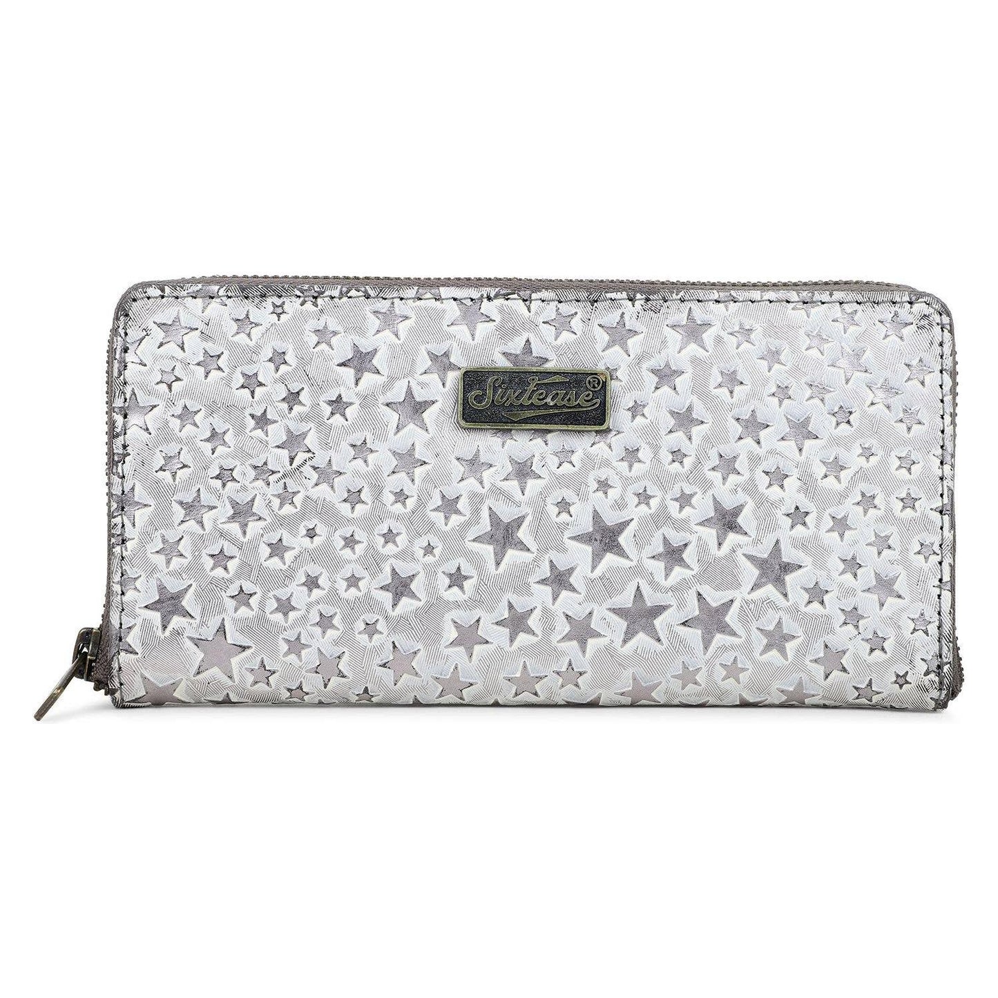 Sixtease Bags - Leather Women's Wallet - Dark Gray Stars