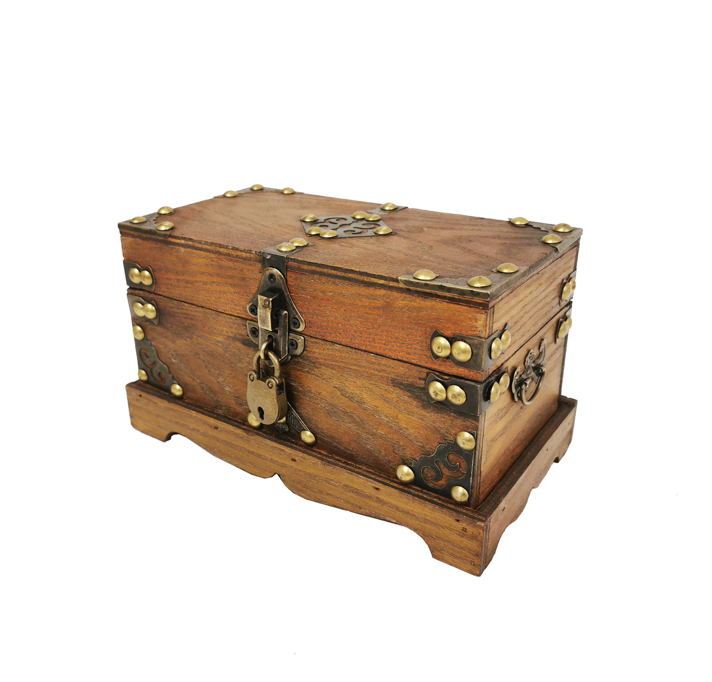 Brown Treasure Box with Lock and Key