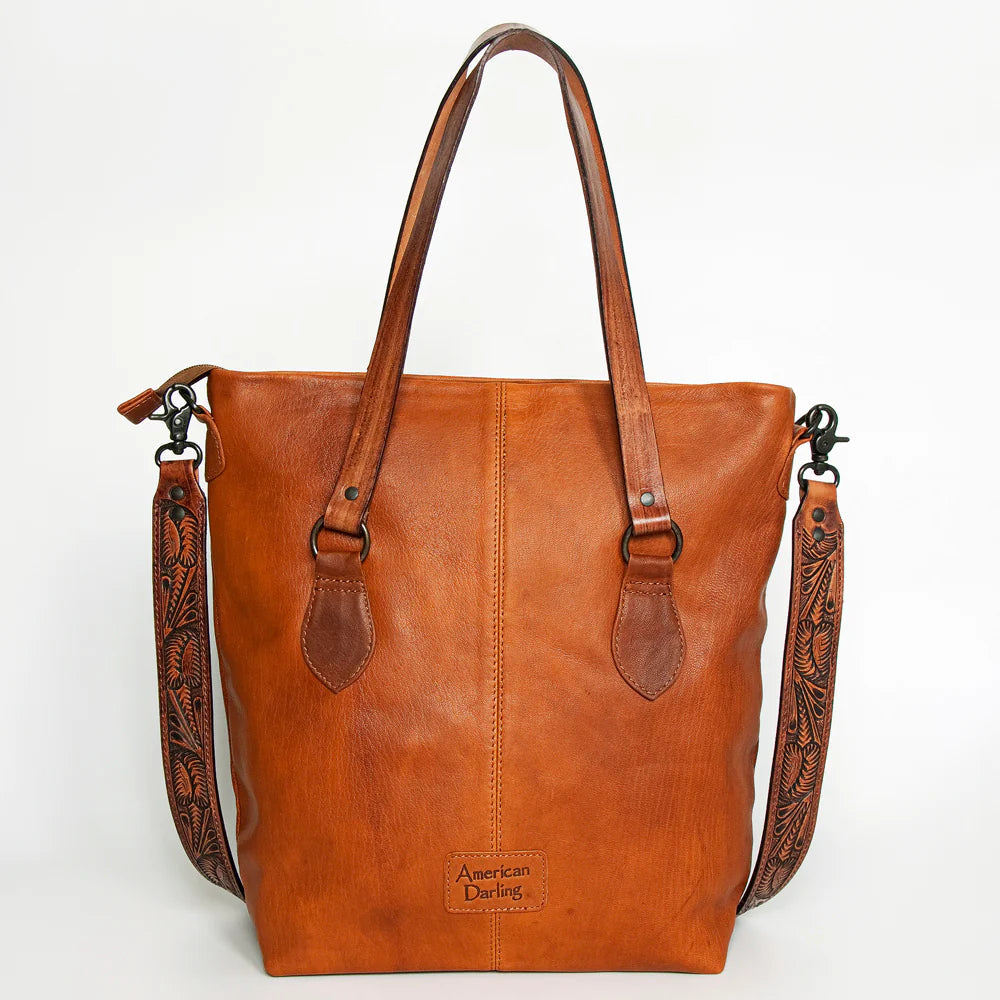 American Darling - Leather with Tooled Accent Oversized Tote Handbag ADBGZ259