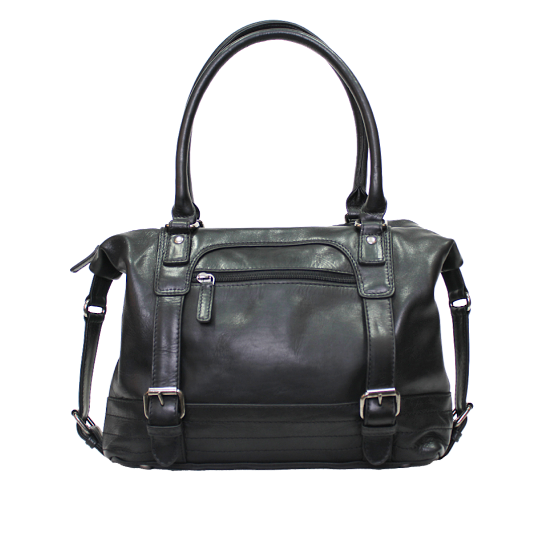 Rugged Earth - Black Leather Handbag