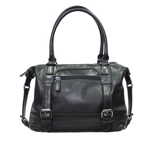 Rugged Earth - Black Leather Handbag