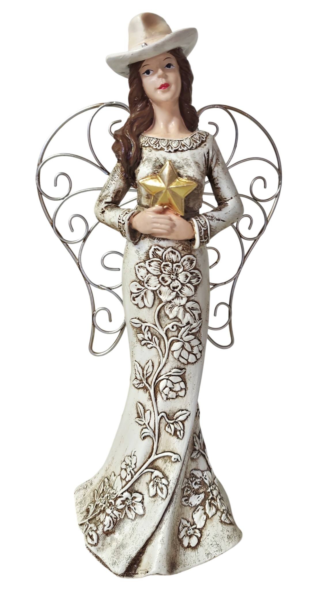 Western Angel Figurine with Gold Star – 9.75" H